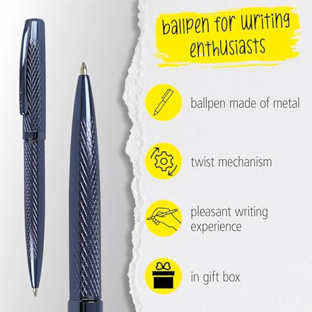 Jolof Store Eleganza Fountain Pen & Ballpen Set with Leather Case - Blue