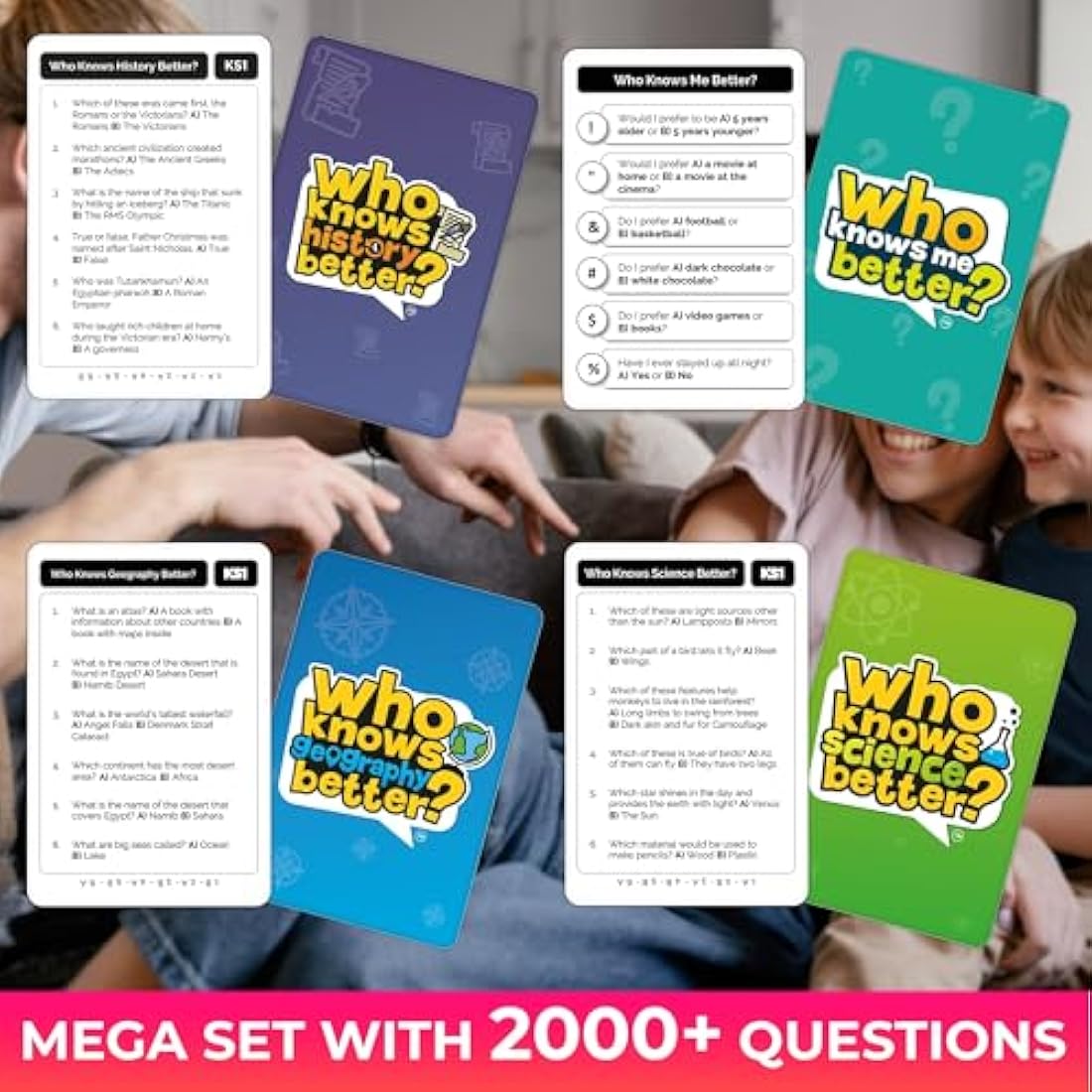 QUOKKA 4-in-1 Family Card Quiz Game | Educational Trivia for Ages 5+