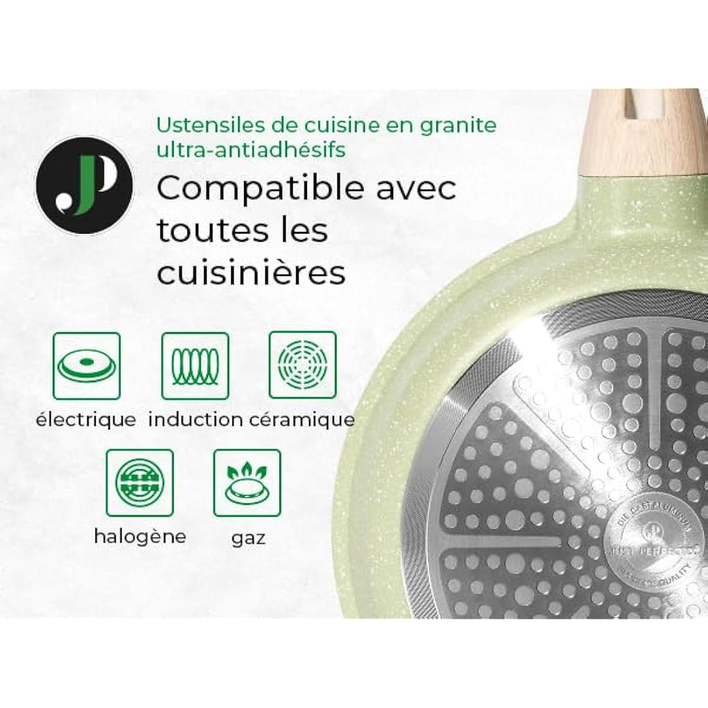 Just Perfecto 15-Piece Non-Stick Granite Cookware Set | Induction - Green