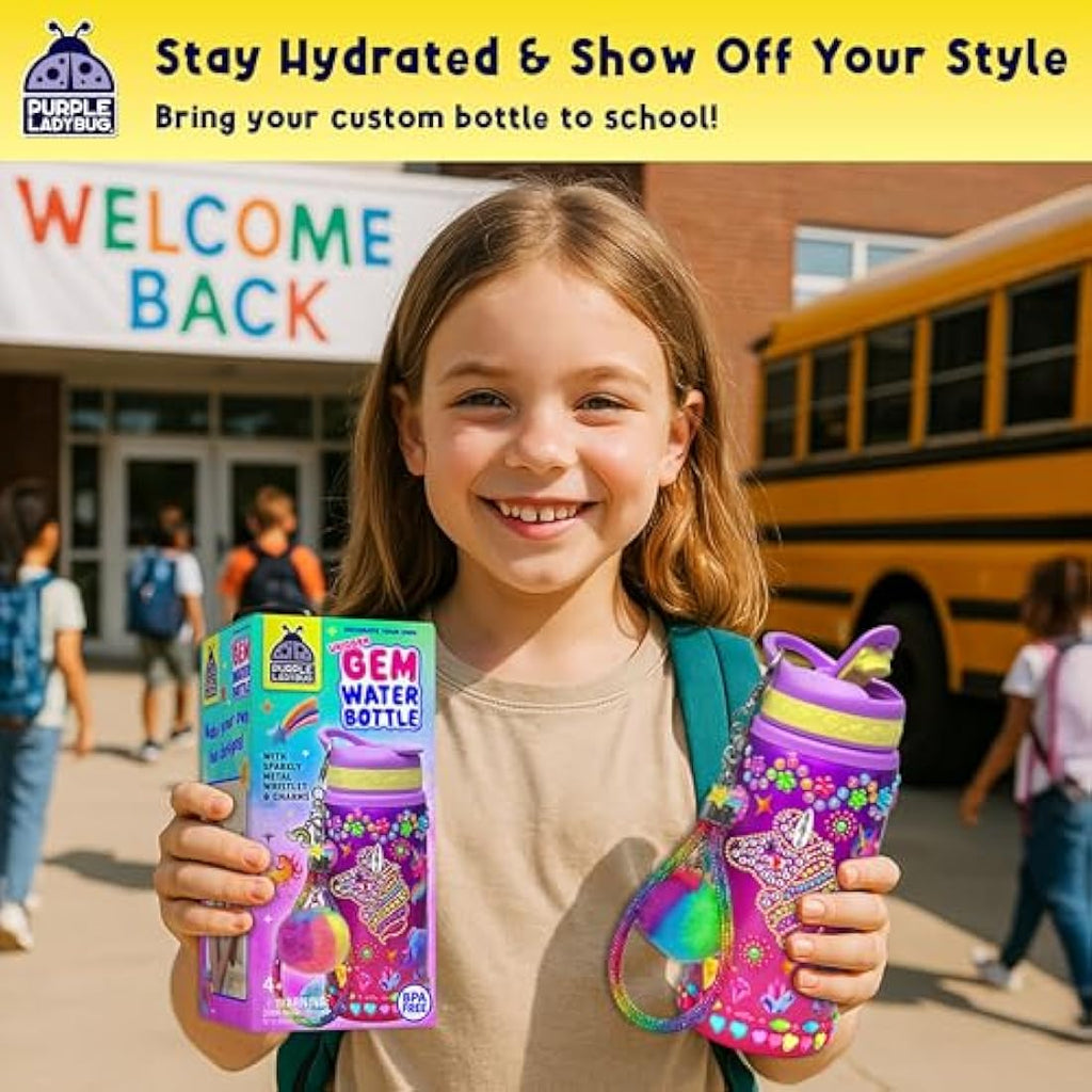 Purple Ladybug Unicorn Water Bottle Craft Kit for Girls Ages 5-12
