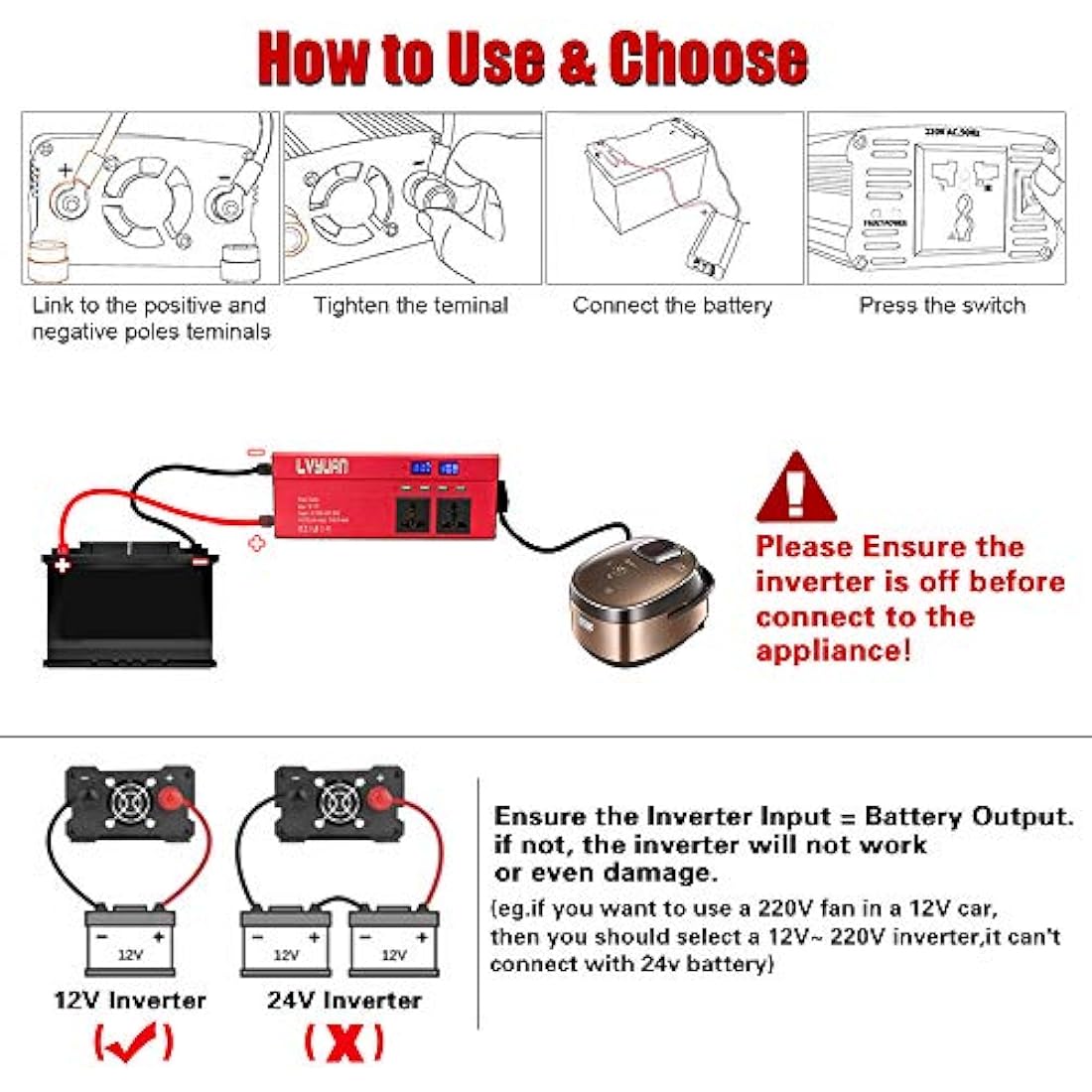 Cantonape 1000W Power Inverter | 12V DC to 230V AC Converter with 4 USB