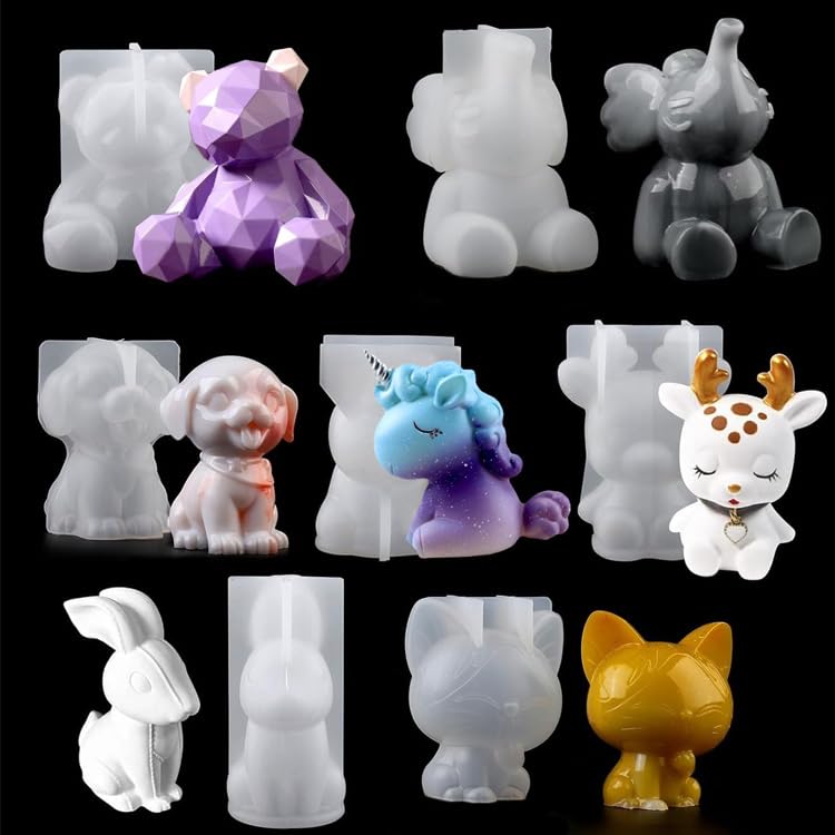 EPODA Animal Resin Moulds - 6-Piece Silicone DIY Craft Casting Set