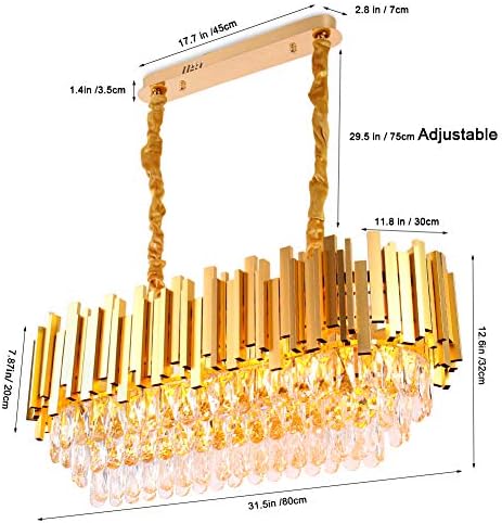 Modern Oval Gold Crystal Chandelier – 10-Light K9 Flush Mount