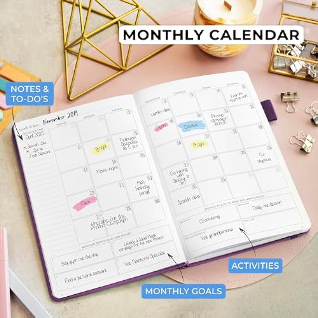 Legend Planner Undated Daily Productivity Journal – A5 Dark Purple PU Leather