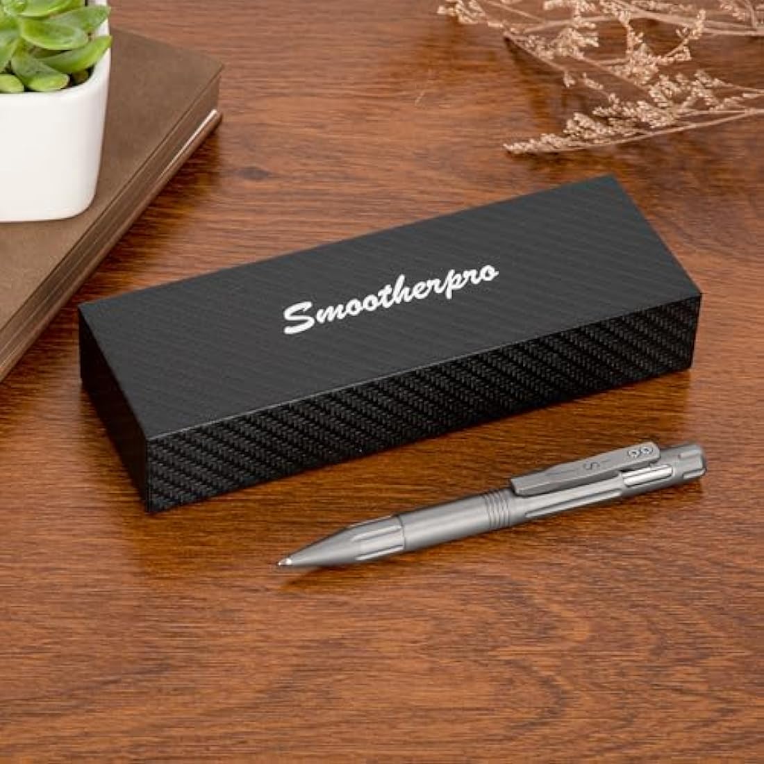 SMOOTHERPRO Titanium Bolt Action Pen | Refillable EDC Metal Pen – Natural
