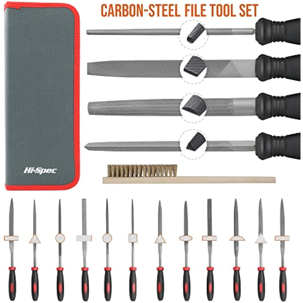 17 Pc Metal File Set – Steel Hand & Needle Files with Case