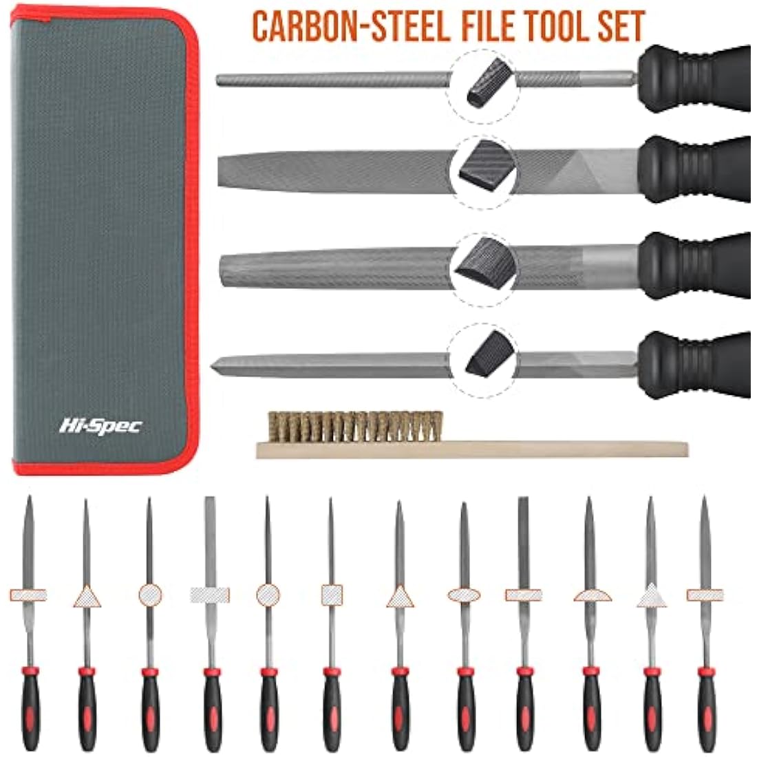 17 Pc Metal File Set – Steel Hand & Needle Files with Case