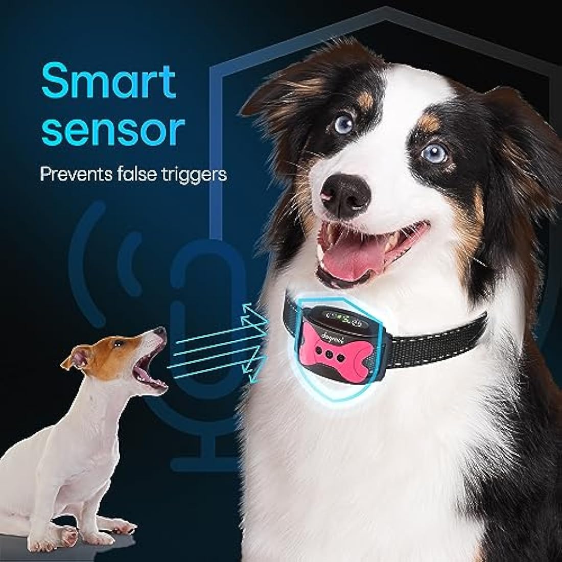 DogRook No Shock Anti Bark Collar – Vibrating Dog Training Device, Pink