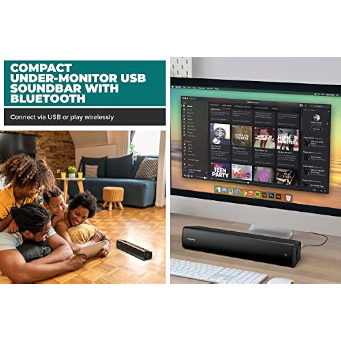 Creative Stage Air V2 Compact Under-Monitor Soundbar | Bluetooth & USB-C
