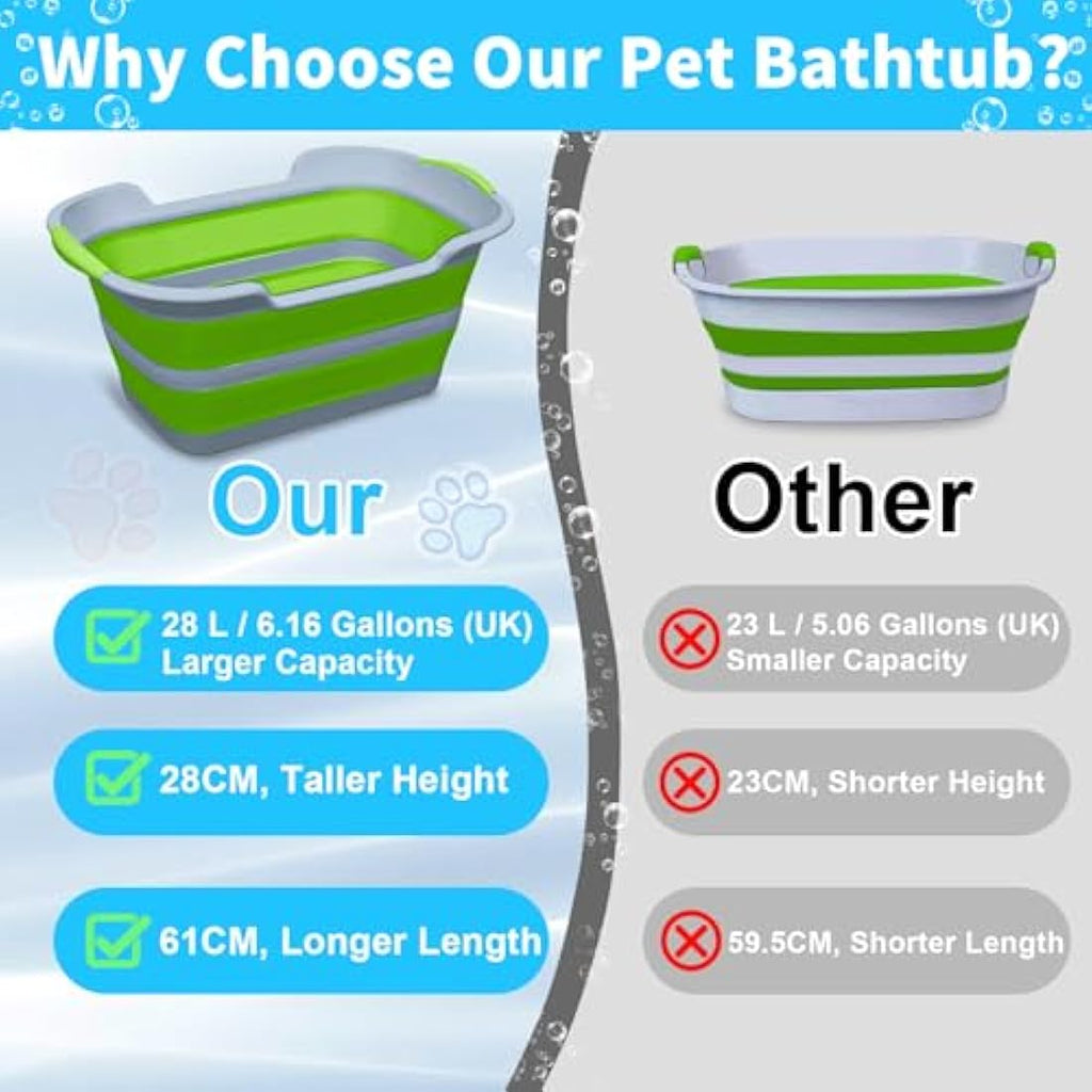 ddLUCK Collapsible Pet Bathtub – Portable Foldable Dog Wash Tub (Green)