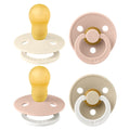 BIBS Colour Pacifiers 4-Pack | Natural Rubber Latex Soothers, 18+ Months