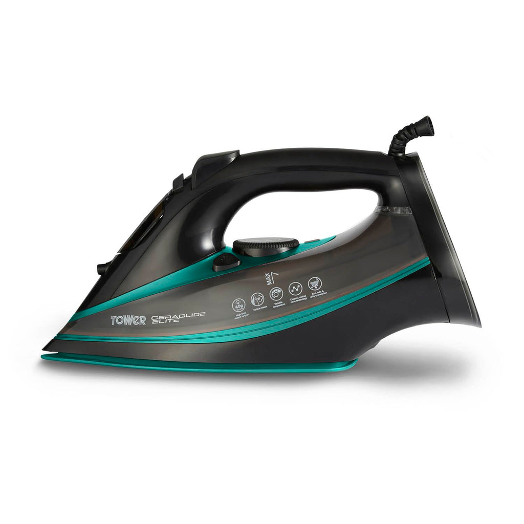 Tower CeraGlide 3100W Steam Iron with Ceramic Soleplate – Black & Teal