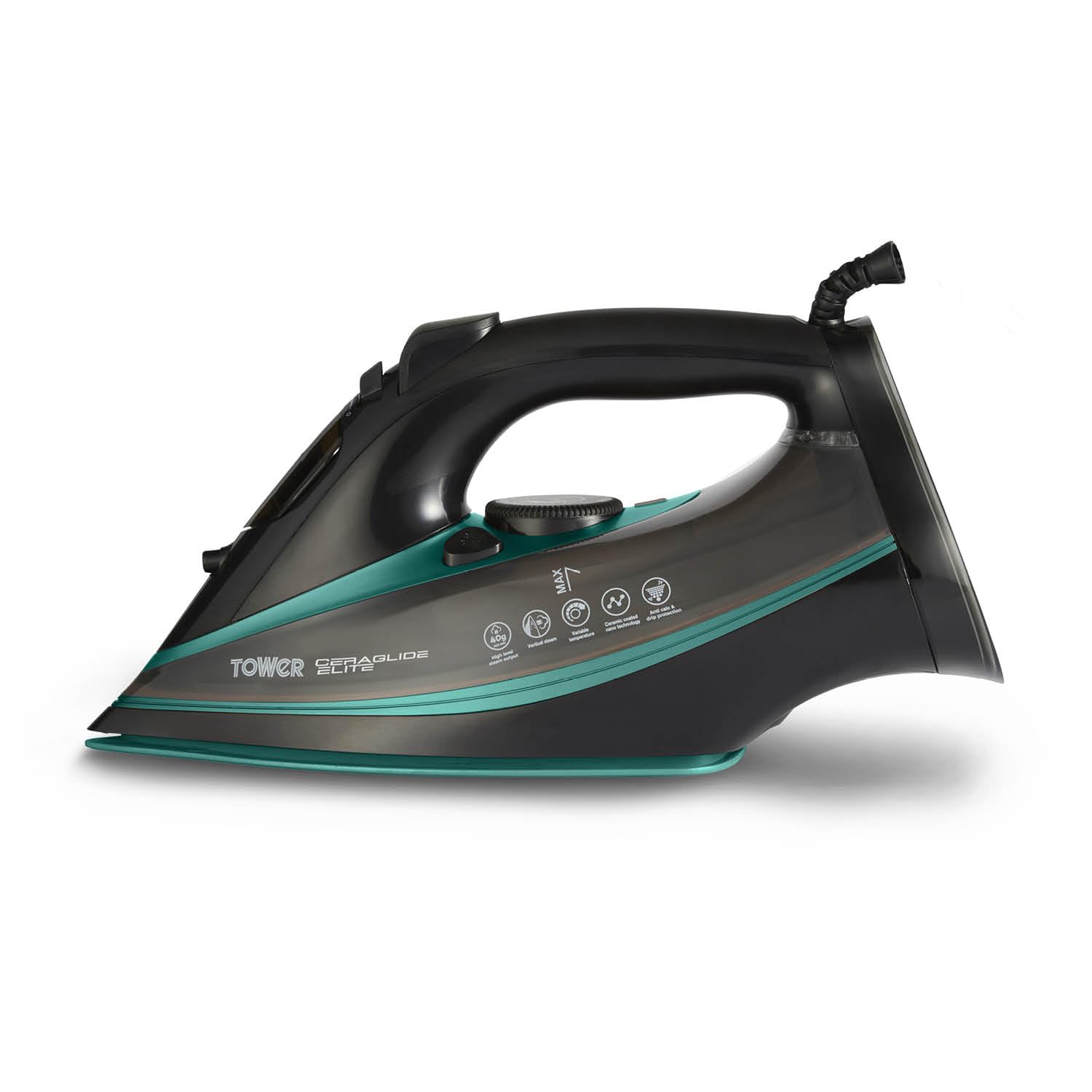 Tower CeraGlide 3100W Steam Iron with Ceramic Soleplate – Black & Teal