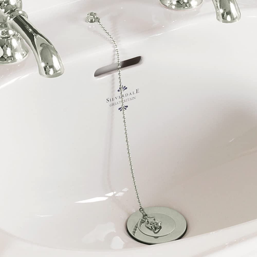 E2trade Replacement Chrome 18" Sink Basin Bath Ball Plug Chain and Stay S Hook Ends - image 3