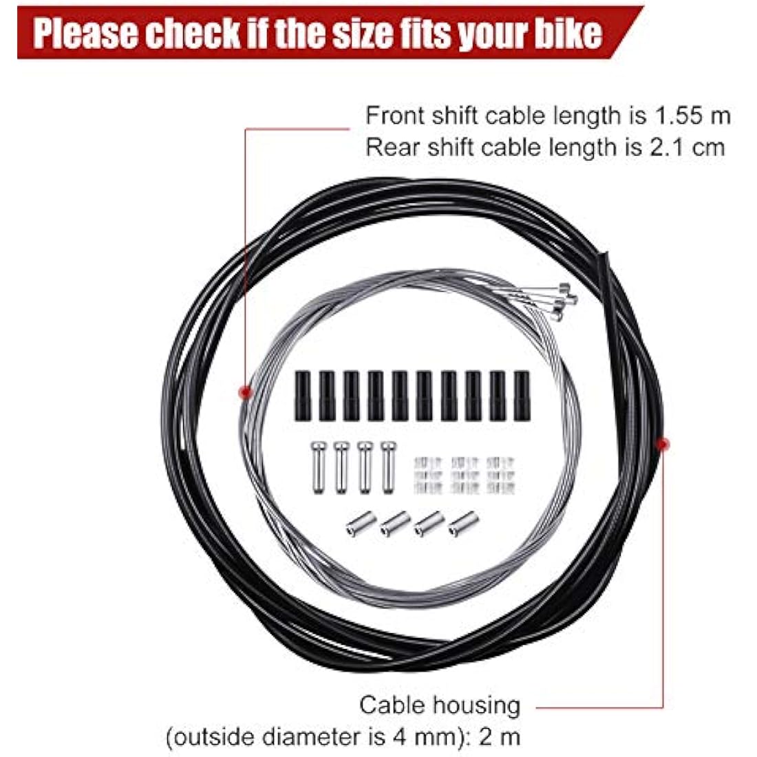 Bike Brake & Gear Shifter Cable Kit – Universal PVC Black