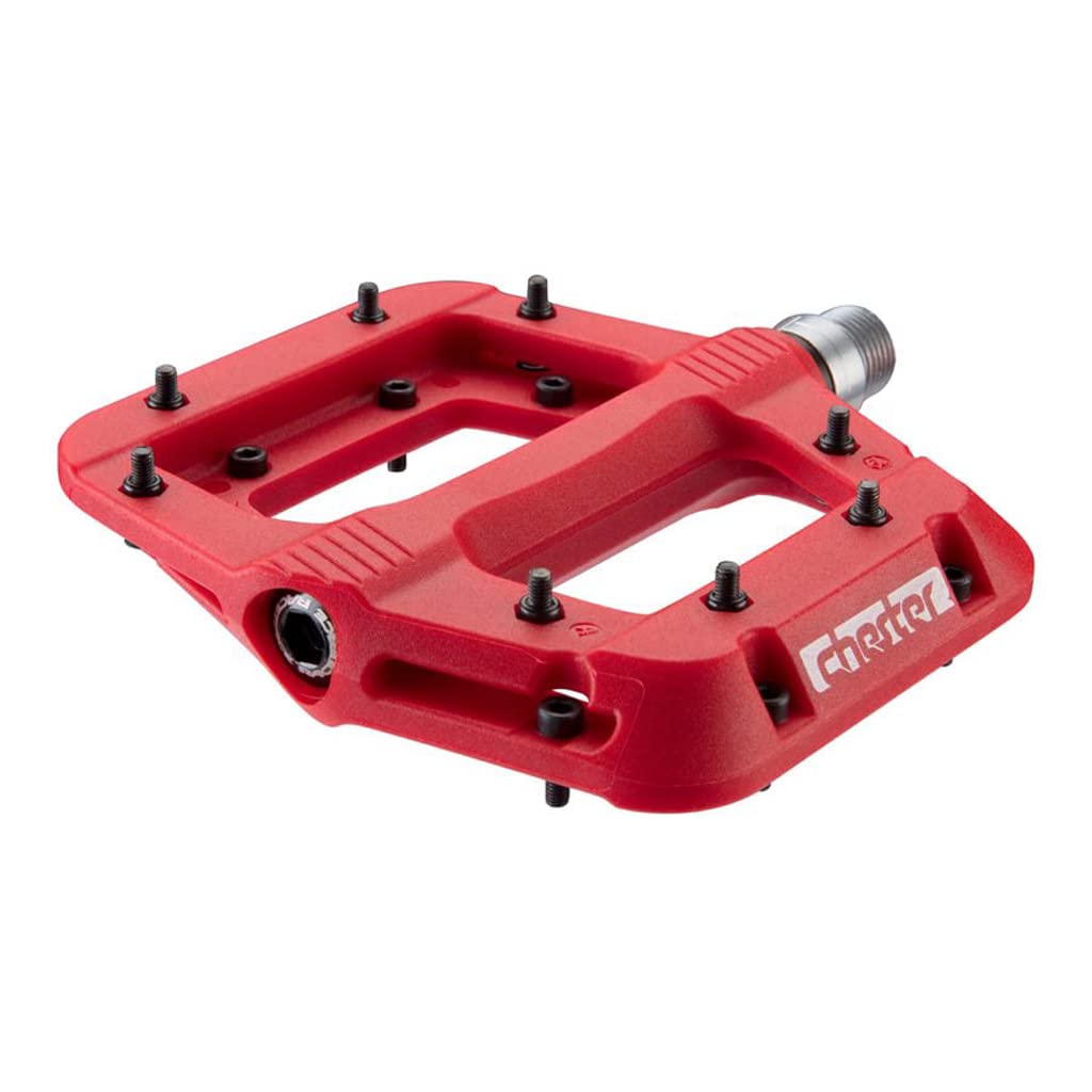 Race Face Chester MTB Flat Pedals – Durable Nylon Bike Pedals, Red