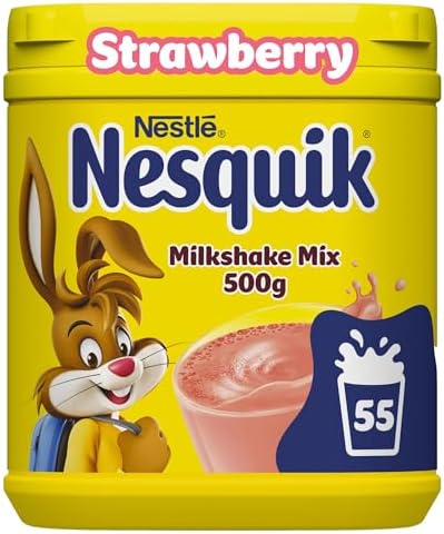Nesquik Strawberry Milkshake Powder – Vitamin D & C, 500g (Pack of 10)