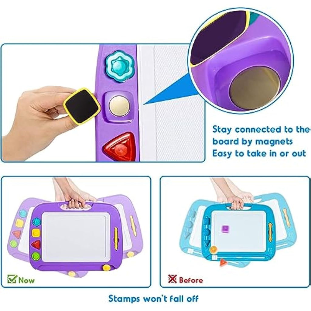 SGILE Large Magnetic Drawing Board – 4 Color Toddler Doodle Pad, Purple