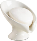 Umlaca Ceramic Soap Dish – Self Draining Leaf Shape Holder for Bathroom