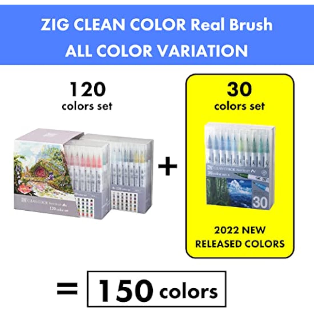 Kuretake ZIG Clean Color Real Brush Pens – 30 Color Set B for Watercolor