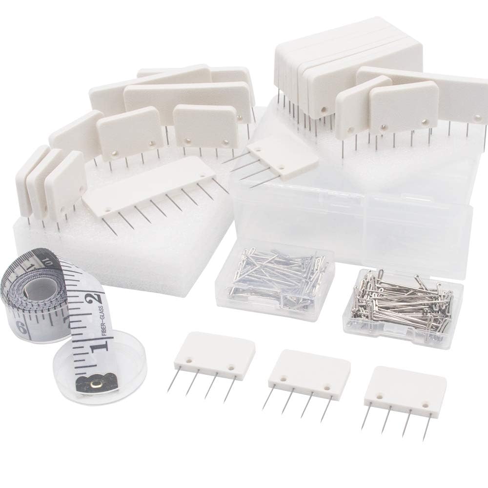 LAMXD Knit Blocking Combs Set - 25 Blockers and 100 T-Pins for Crochet
