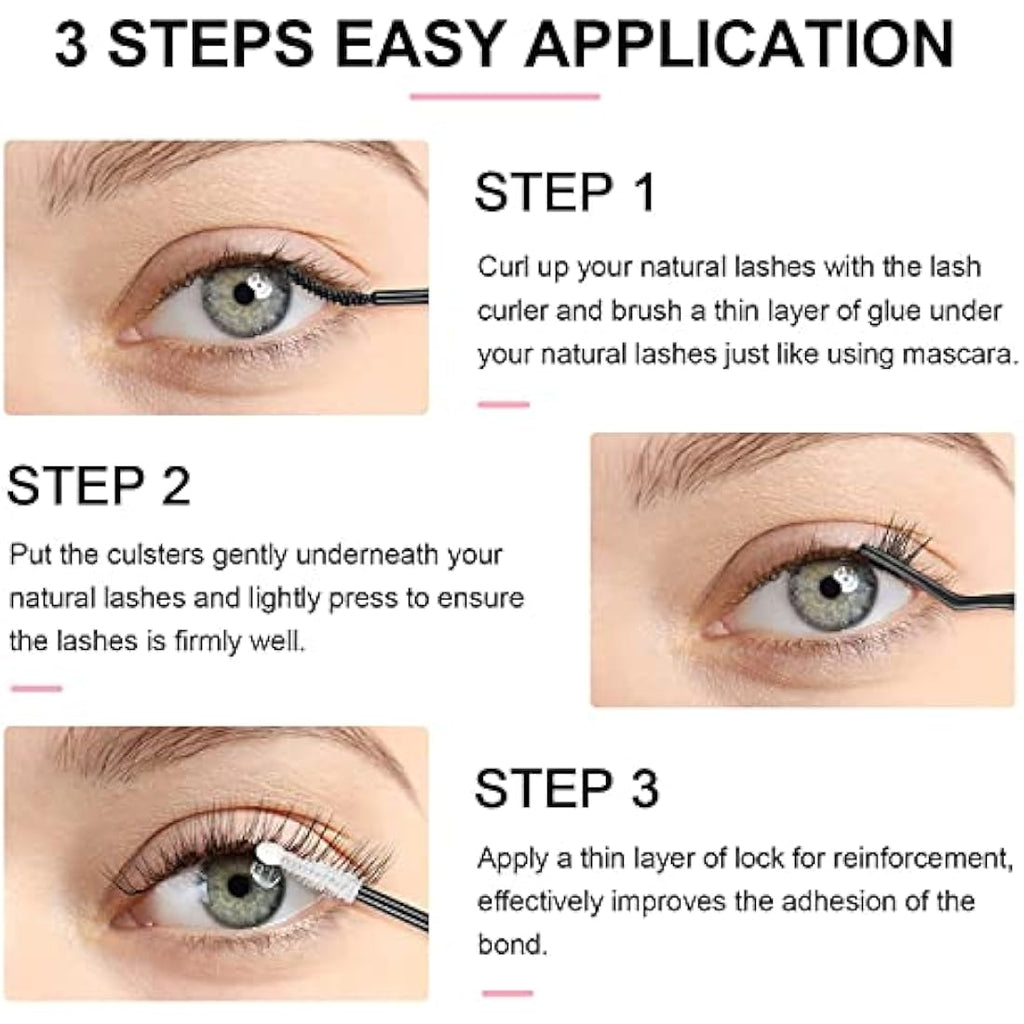 Jolof Store Cluster Lashes – 144Pcs D Curl 15mm DIY Individual Lashes