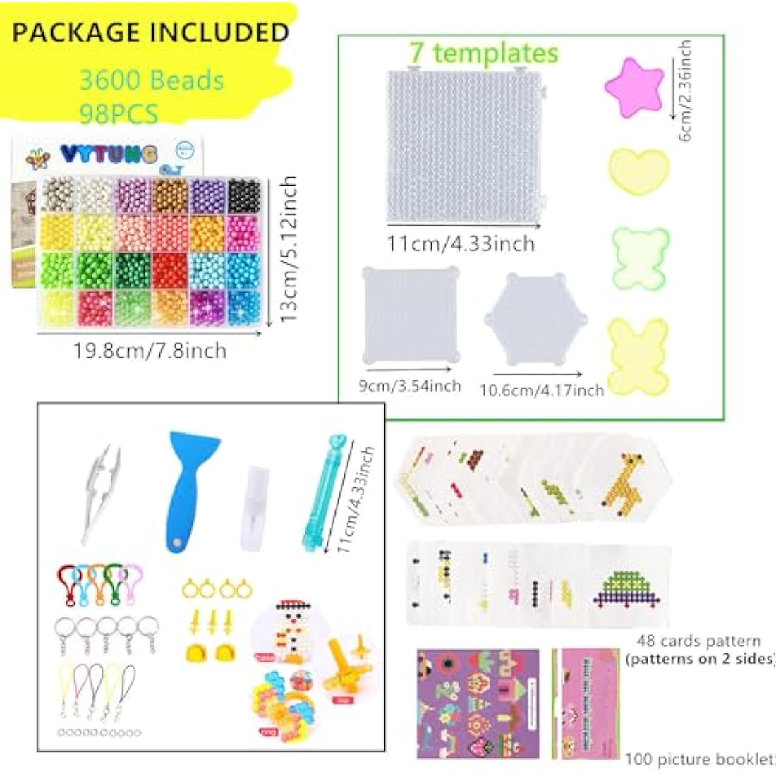 Vytung Water Fuse Beads Kit - 3600pcs 24 Colors Kids Craft Set