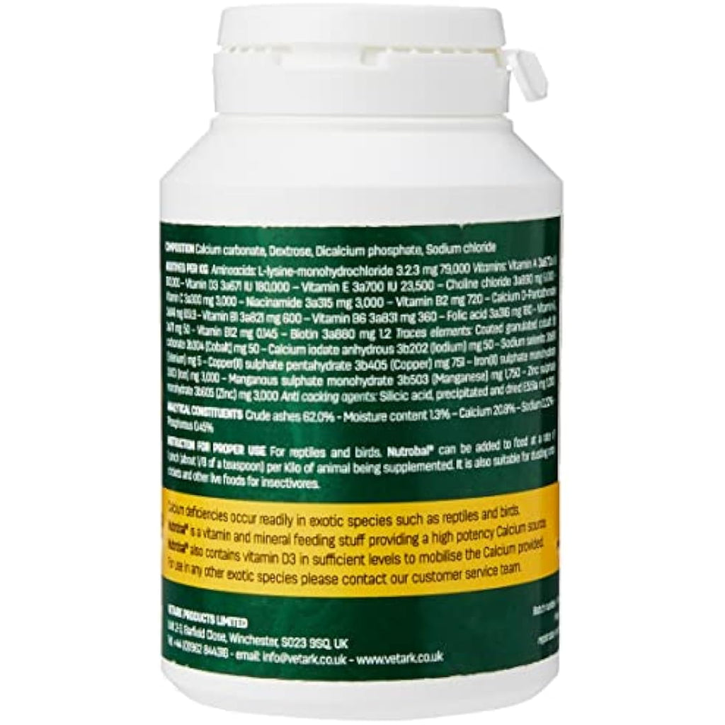Nutrobal Calcium & Vitamin D3 Powder Supplement for Reptiles & Birds, 100g