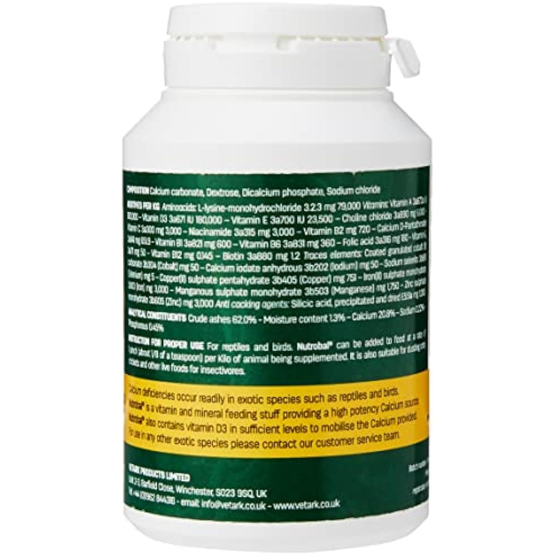 Nutrobal Calcium & Vitamin D3 Powder Supplement for Reptiles & Birds, 100g