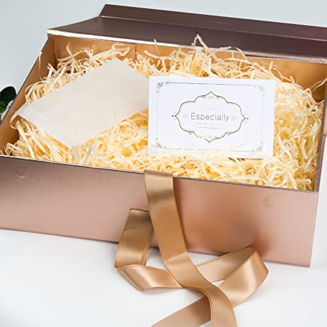 Rose Gold Magnetic Gift Box Set with Ribbon - 32x22x10cm