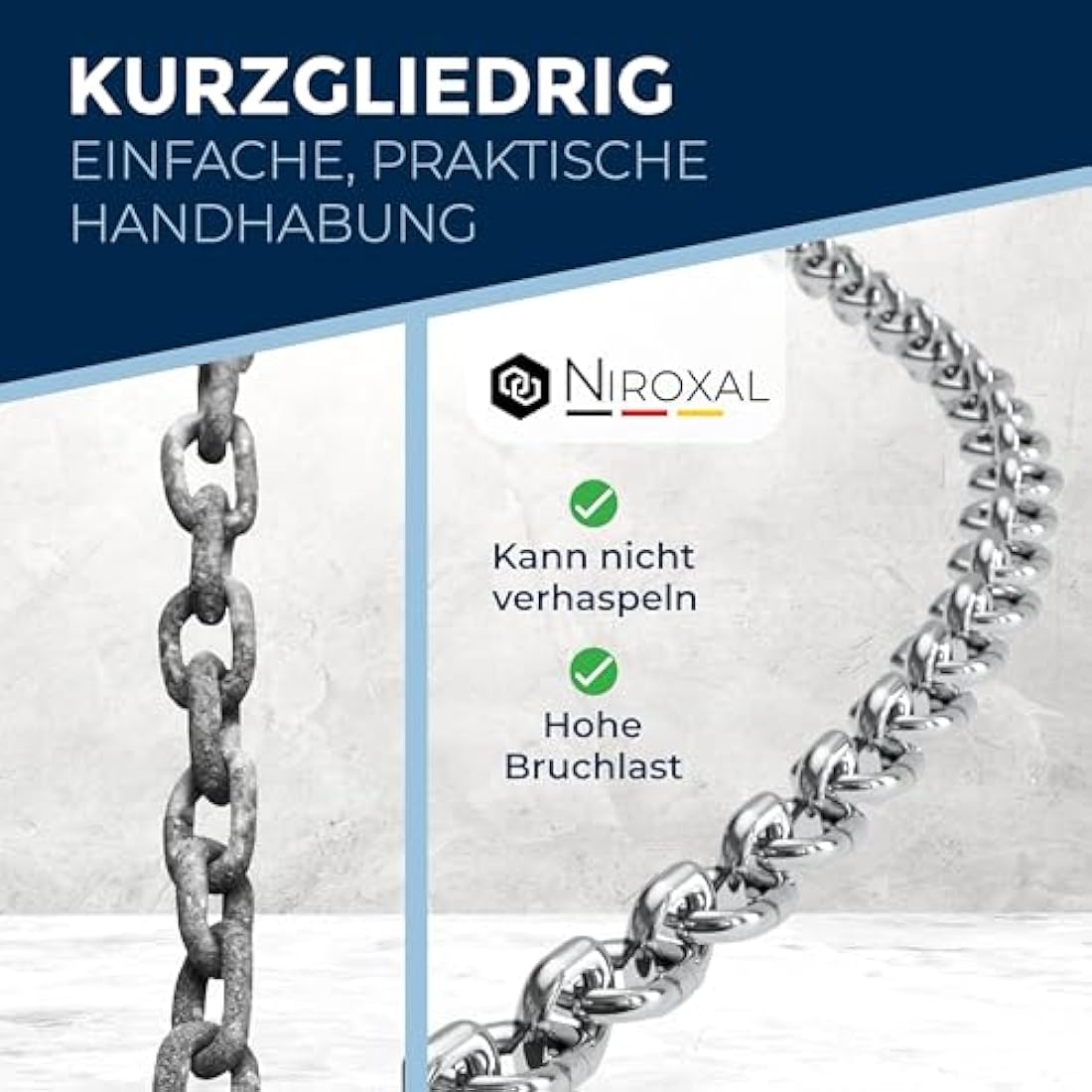 Jolof Store 8mm Stainless Steel V4A Short-Link Anchor Chain – 5m