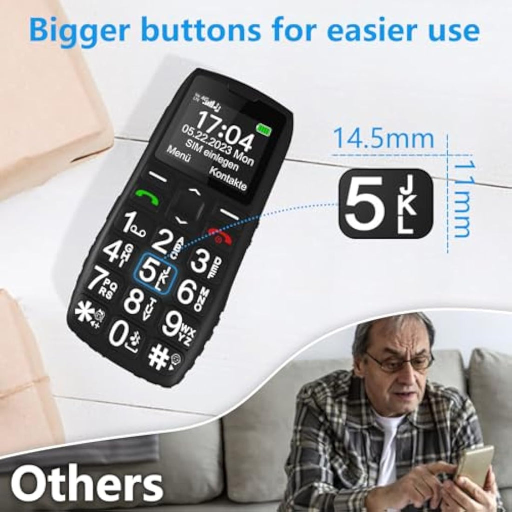 artfone C1+ 4G Big Button Mobile Phone for Seniors | SOS & Charging Dock