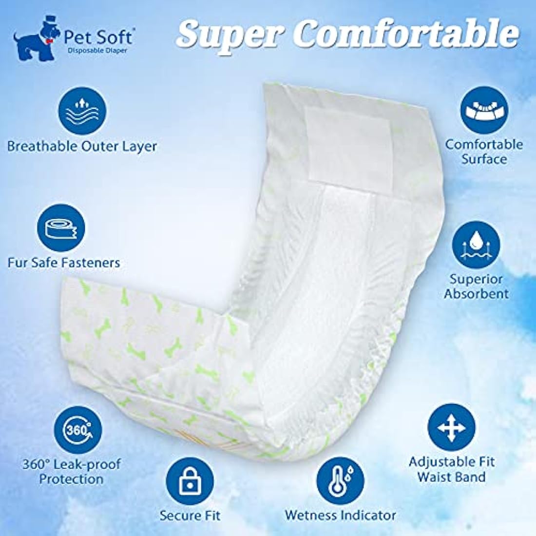 Pet Soft Male Dog Wraps – Super Absorbent Disposable Nappies (48 Pack)
