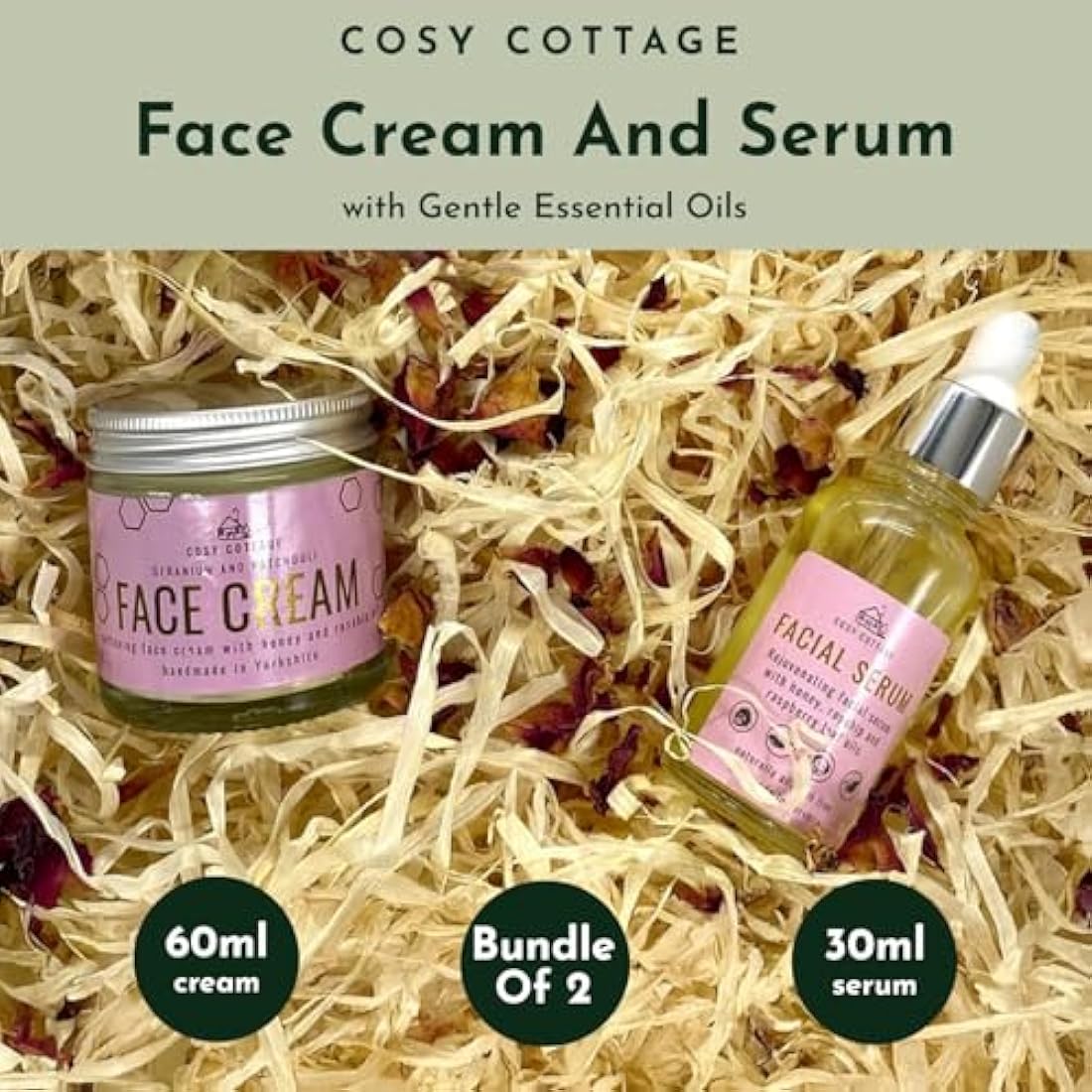 Natural Skincare Bundle | Rosehip Face Cream & Serum Set