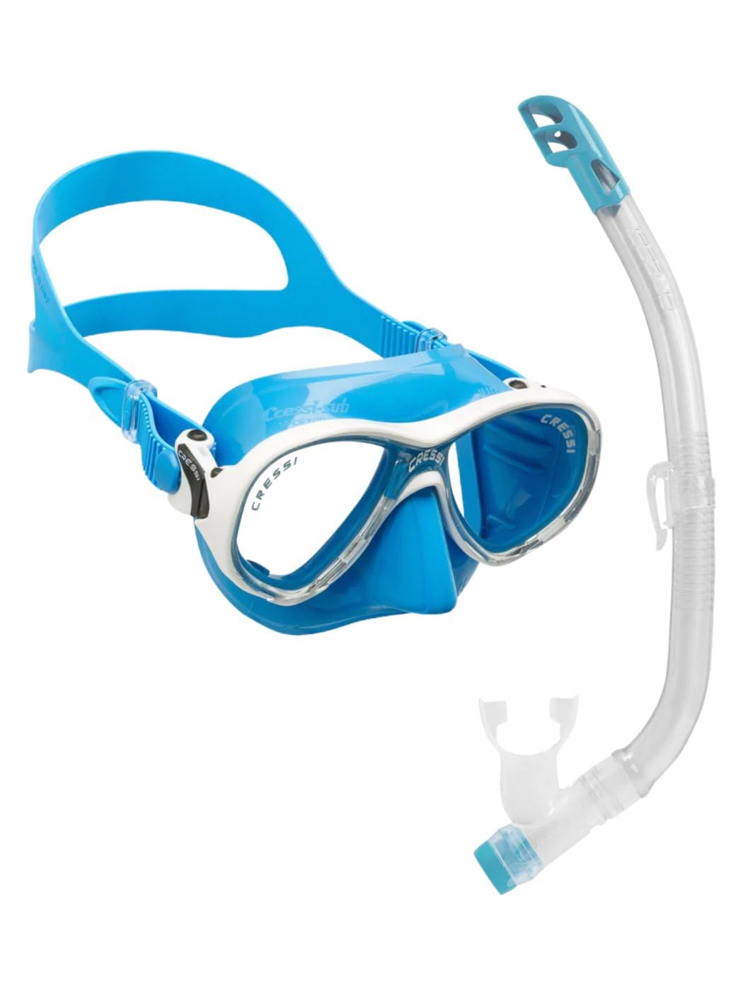 Cressi Marea Jr Snorkeling Set – Youth Mask and Snorkel, Blue/White