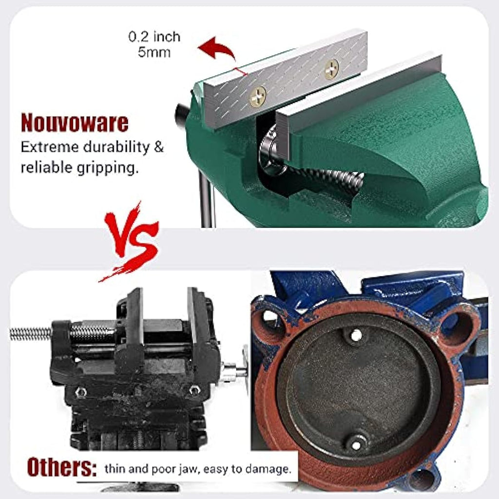 Nuovoware 70mm Table Vise | 360° Swivel Base Cast Iron Bench Clamp