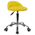 KKTONER Yellow PU Leather Rolling Stool with Backrest | Adjustable Swivel