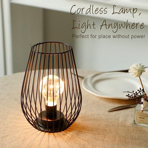 TRIROCKS Metal Cordless Table Lamp - Set of 2 Battery Operated Lanterns