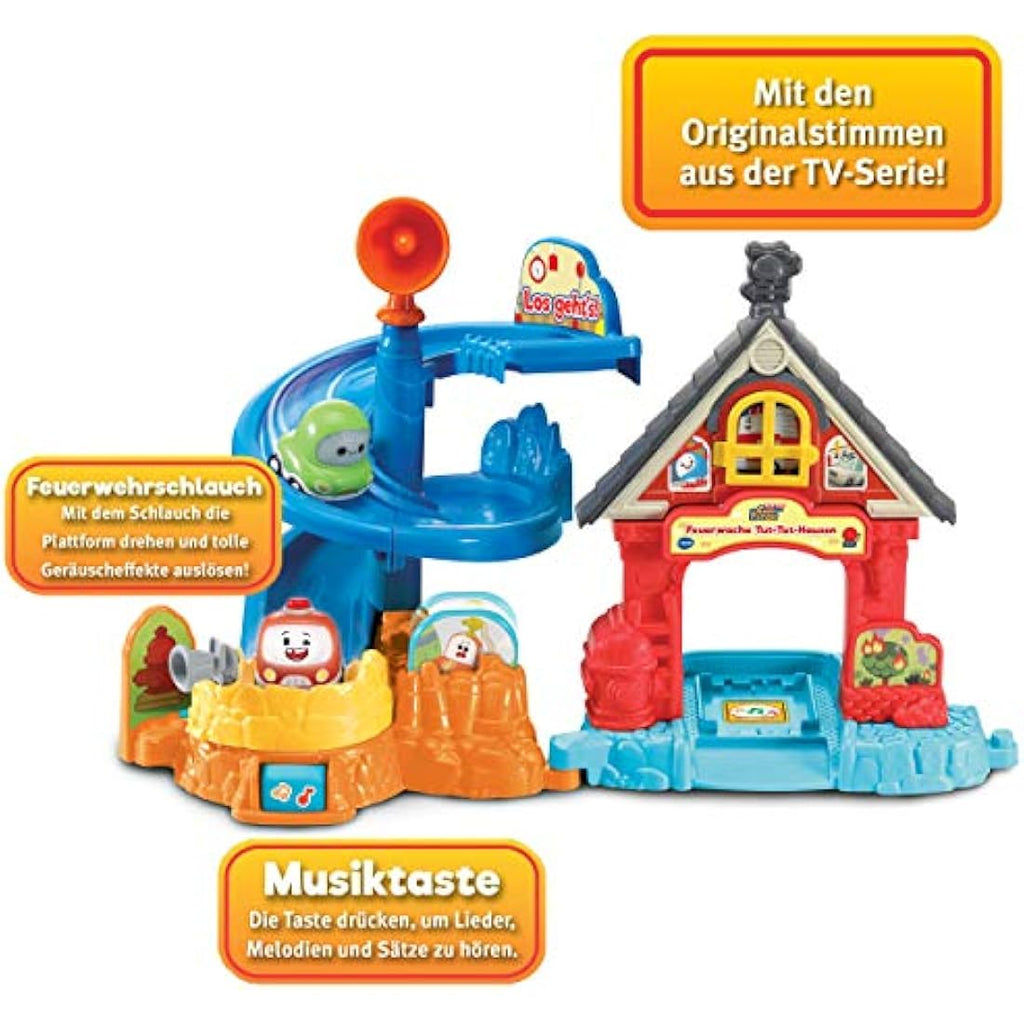 VTech Tut Tut Cory Speedster – Fire Station Playset with 2 Vehicles