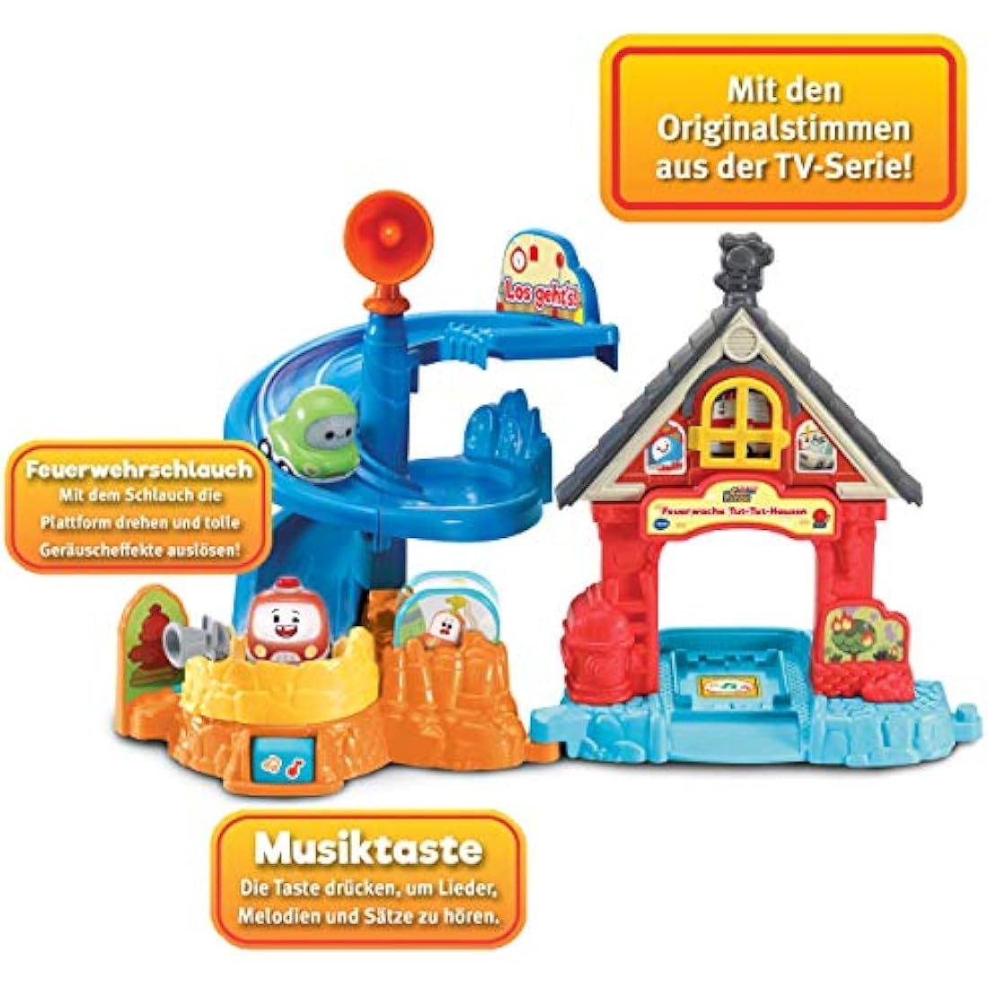 VTech Tut Tut Cory Speedster – Fire Station Playset with 2 Vehicles