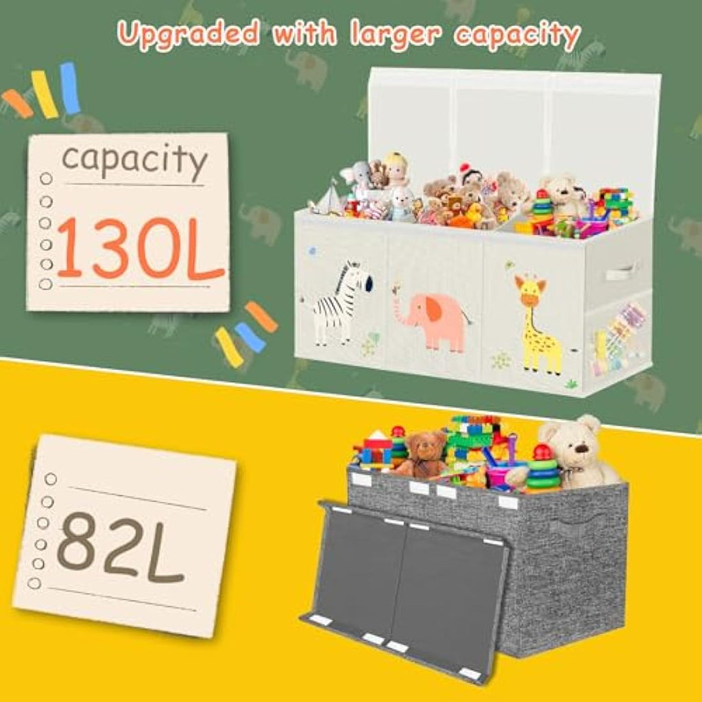 Extra Large Toy Box – 130L Collapsible Toy Chest Organizer