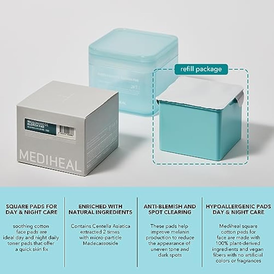 Mediheal Madecassoside Blemish Pad Refill - 100 Vegan Toner Pads