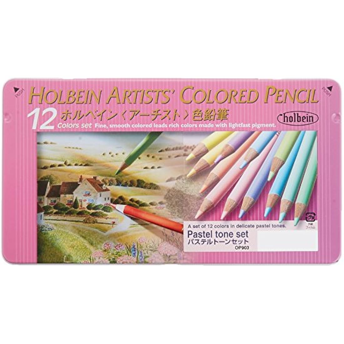 Holbein Artist Colored Pencils – 12 Color Pastel Set, Oil-Based Japan