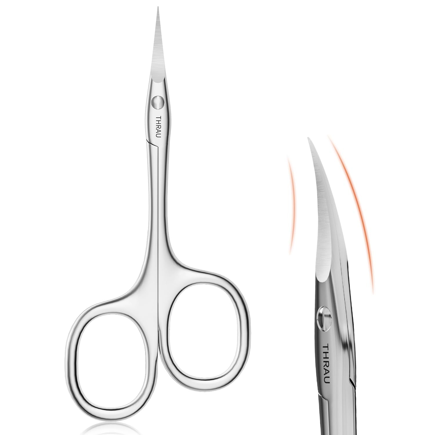 THRAU Left Handed Cuticle Scissors – Fine Curved Stainless Steel Trimmer