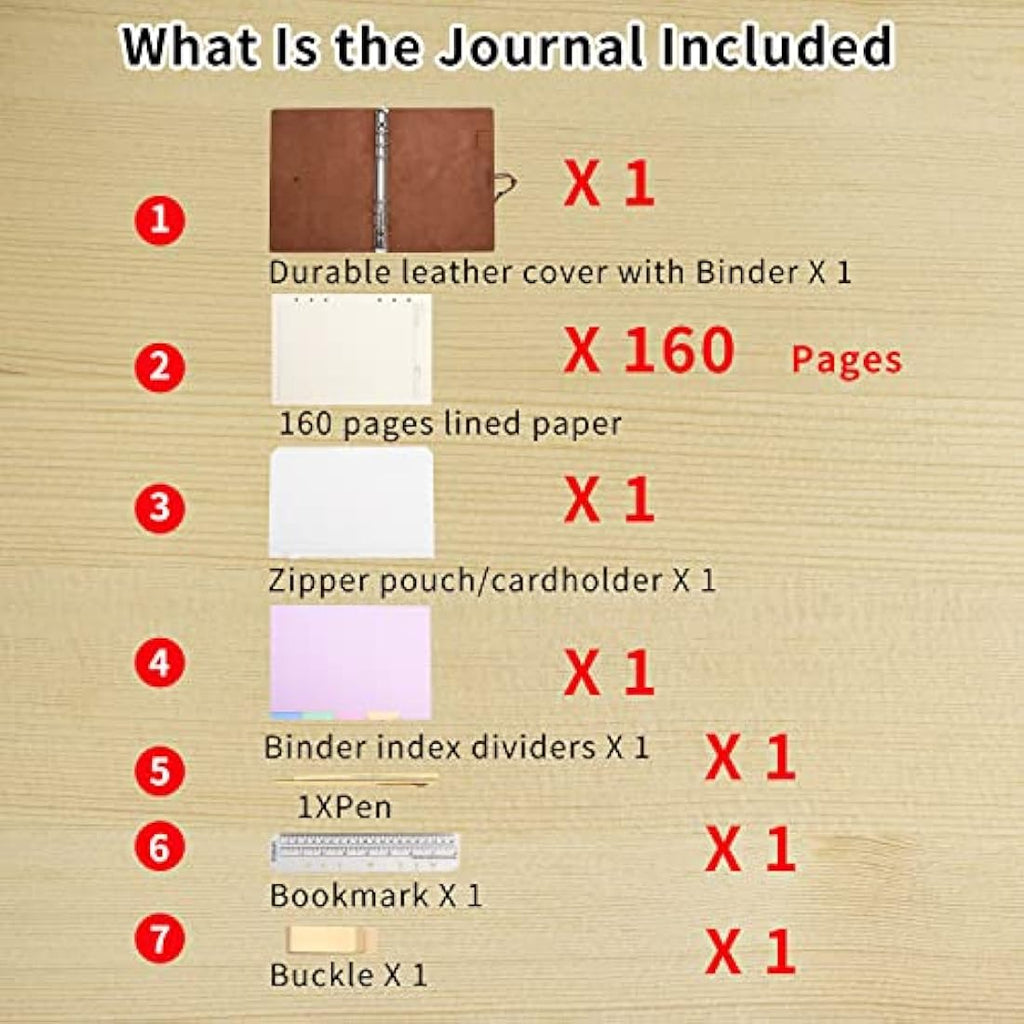Jolof Store A6 Leather Refillable 6 Ring Binder Notebook – Coffee
