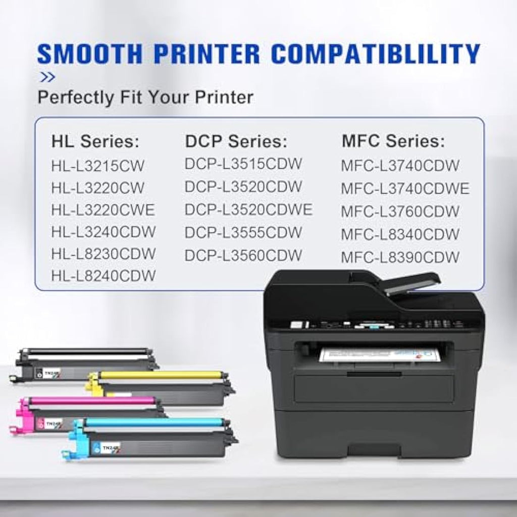 Q-image TN248 Compatible Toner Cartridges for Brother MFC-L3760CDW - 4 Pack