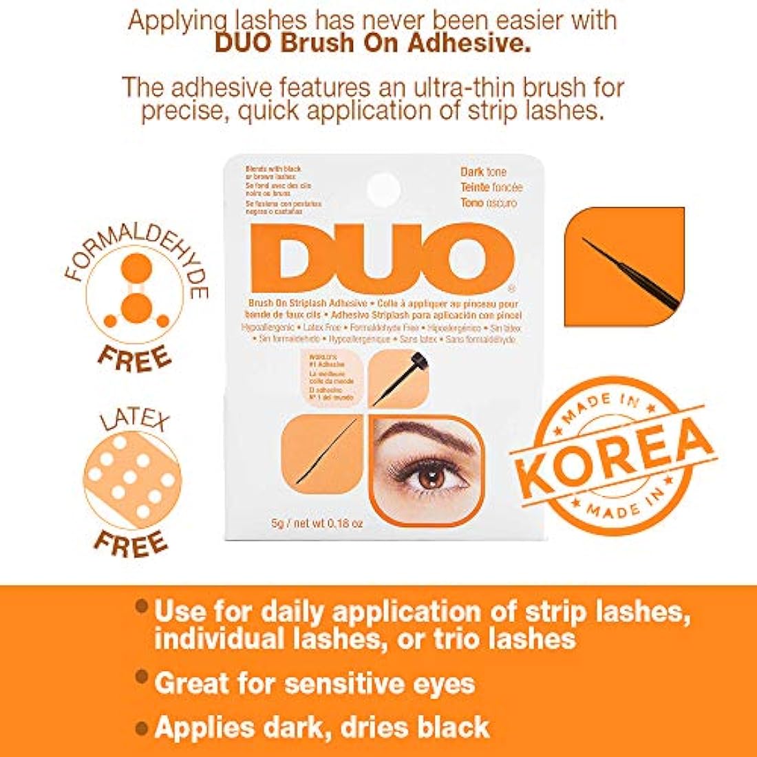 Duo Brush-On Striplash Adhesive – Black Latex-Free Lash Glue, 5g