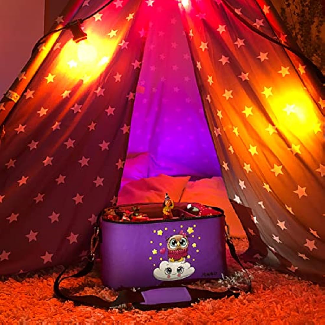 PUNALU Toniebox Storage Bag - Padded Kids Travel Case, Owls Purple