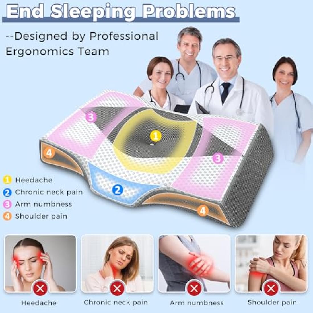 Hydomi Memory Foam Cervical Pillow | Orthopedic Neck Support