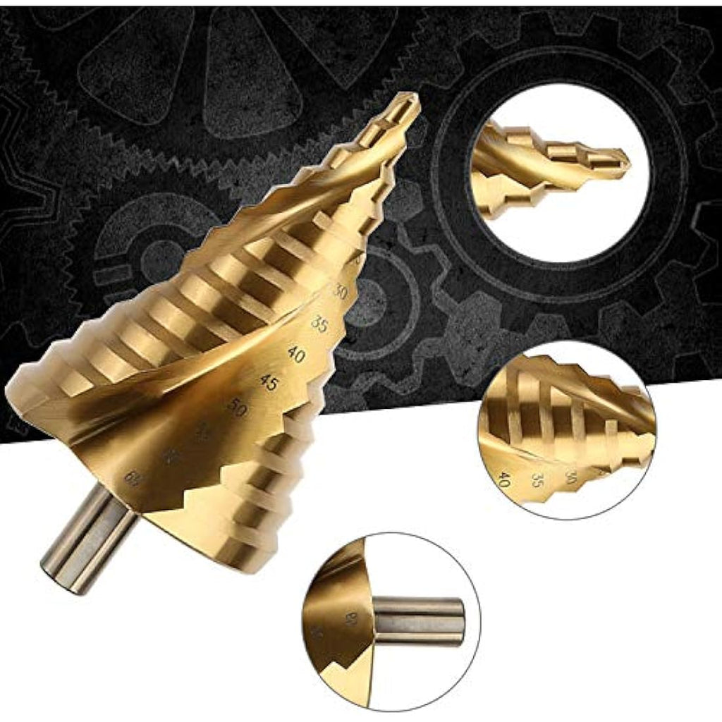 OCGIG 6-65mm HSS Spiral Step Drill Bit | Titanium Coated Hole Cutter
